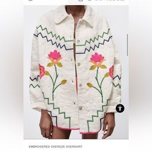 Zara floral shirt jacket